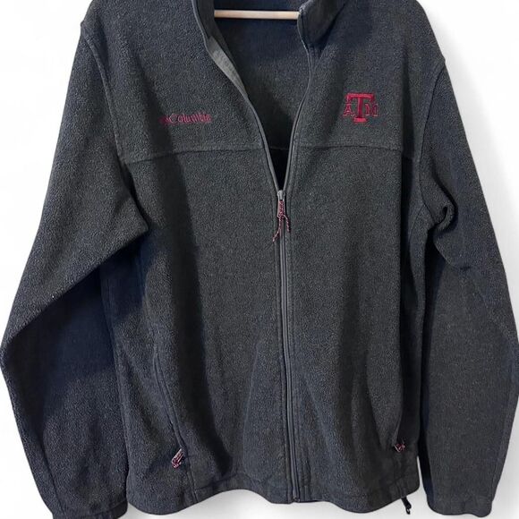 Texas A&M Columbia Grey and Maroon  fleece Full Zip jacket streetwear Size L - Picture 1 of 6